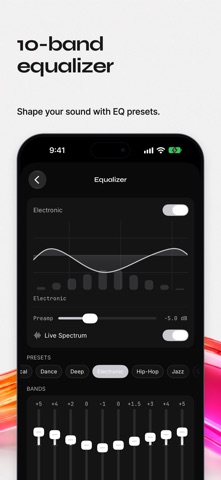 iPhone App Store artwork showing Prismatic Music equalizer